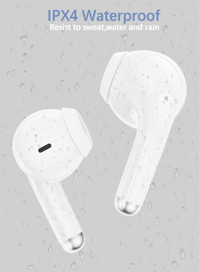 iMangoo 5.3 Bluetooth Headphone Small Ear Bud for Women Girls, All Day Ready Workout Sports Gym Wireless Earphones Earbuds for Apple iPhone 17 Air 16 16e 15 Pro Max 14 13 for Google Pixel 10 White - Image 4